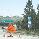 highway construction with a lane closed