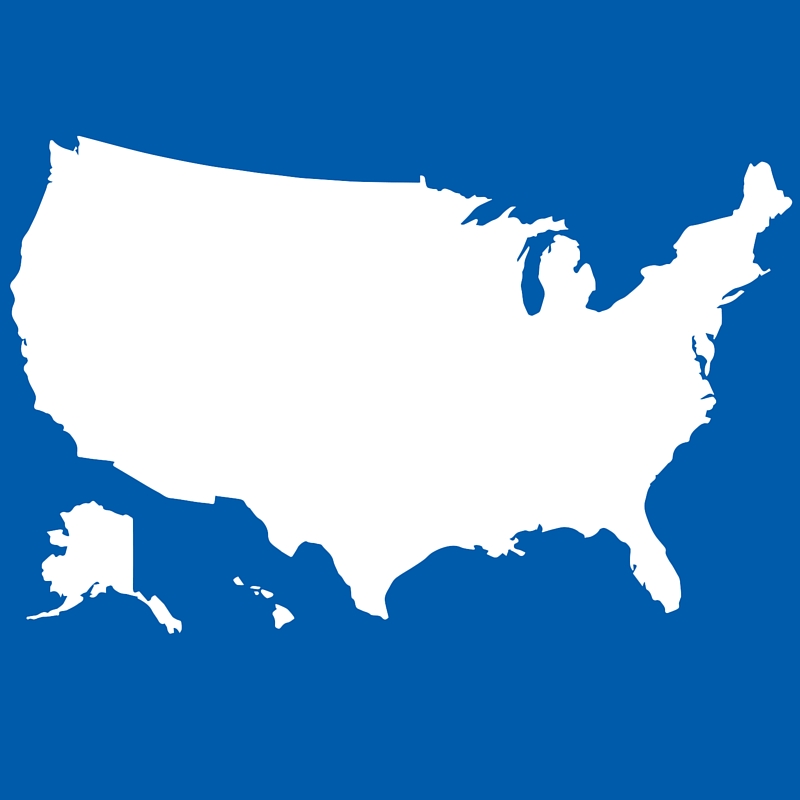 white outline of USA
